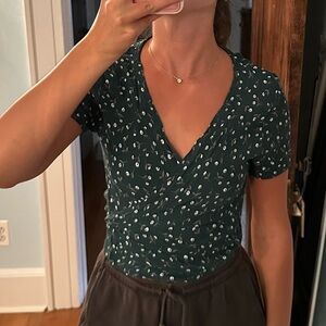 brandy melville green wrap around top